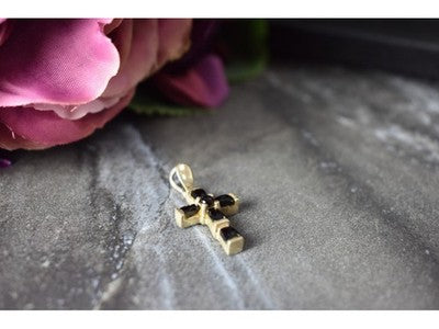 925 Sterling Silver Black Agate Cross Pendant