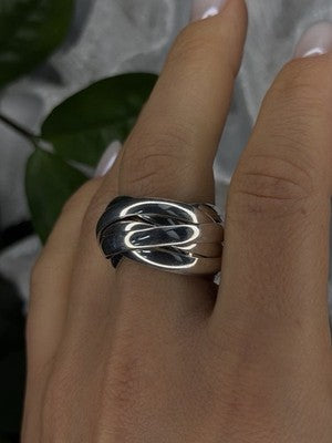 925 Sterling Silver 7 in 1  Interlocking Rolling Ring Size 11
