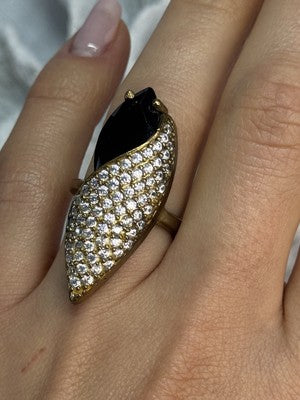 925 Sterling Silver Alpanite & CZ Ring Size 7 Length 1.45 Inch