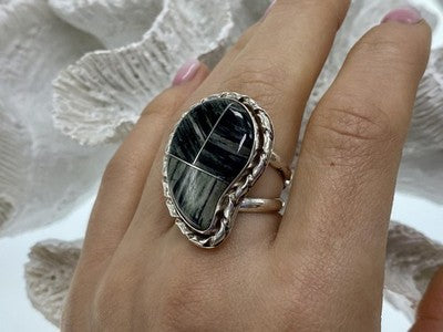 925 Sterling Silver Jasper Ring Size 8