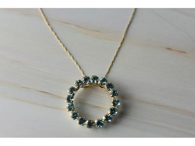 10K Yellow Gold Topaz Chain With Pendant