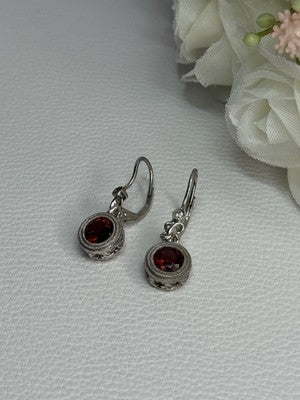 925 Sterling Silver Garnet Earrings Length 1.10 Inch