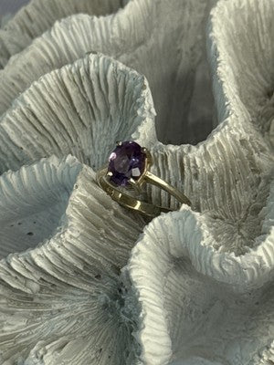 925 Sterling Silver Amethyst Ring Size 6.5