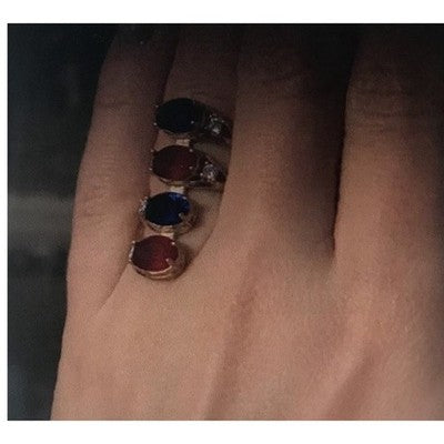 925 Sterling Silver Gold Plated Alpanite & CZ Ring Size 6.5