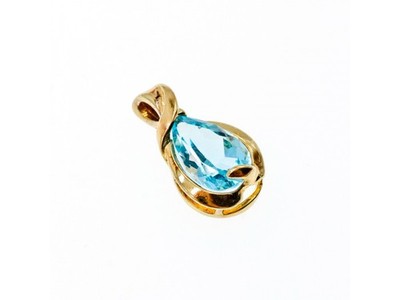 925 Sterling Silver Gold Plated Blue Spinel Pendant