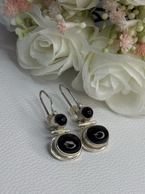 925 Sterling Silver Onyx Earrings Length 1.55 Inch
