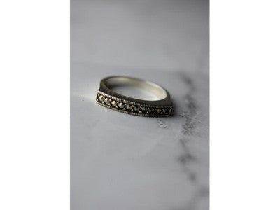 925 Sterling Silver Marcasites Ring Size 6.5
