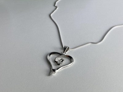 925 Sterling Silver Sapphire "Heart" Chain With Pendant