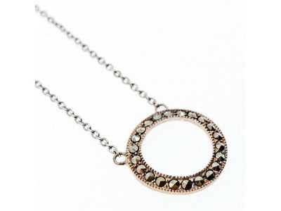 925 Sterling Silver Marcasites Pendant Necklace