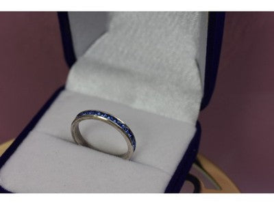 925 Sterling Silver Blue CZ Band Ring Size 6.5