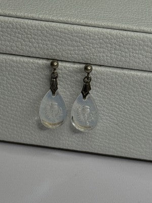 Aurora Borealis Teardrop 925 Sterling Silver Earrings Length 1 Inch