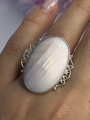 Vintage 925 Sterling Silver Rink Abalone Ring Size 6.5