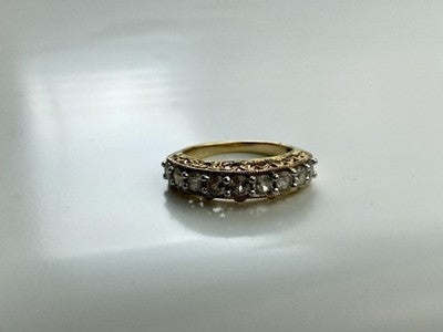 925 Sterling Silver Gold Plated White CZ Ring Size 7