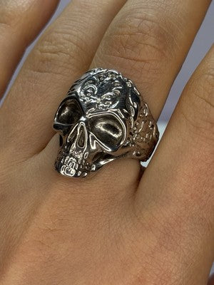 925 Sterling Silver Skull Custom Ring Size 8