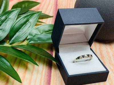 925 Sterling Silver Black Spinel & CZ Ring Size 8.5