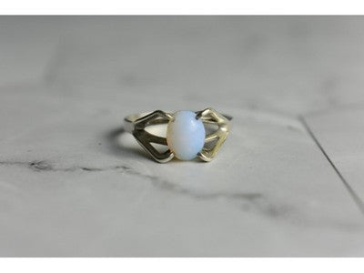 925 Sterling Silver Opal Ring Size 6.5