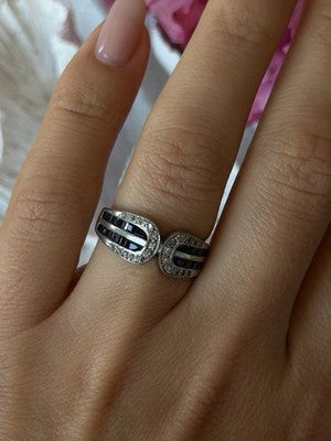 Vintage 925 Sterling Silver Sapphire & Beryl Ring Size 7