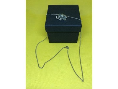 925 Sterling Silver CZ Elephant Chain With Pendant
