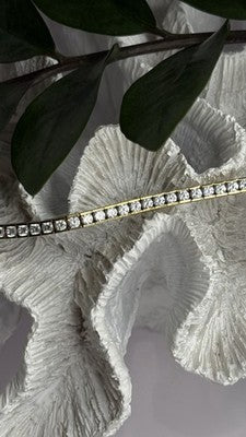 Shiny 925 Sterling Silver Gold Plated Cz Bracelet 7.5