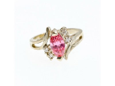 925 Sterling Silver Pink & White CZ Ring Size 7