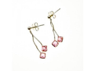 925 Sterling Silver Pink CZ Earrings