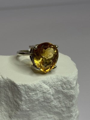 925 Sterling Silver Citrine Ring Size 7