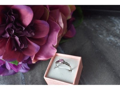 925 Sterling Silver Pink CZ Ring Size 6.5