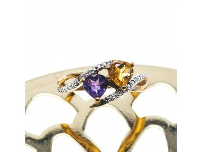 10K Yellow / White Gold Amethyst & Heliodor Ring Size 5.5