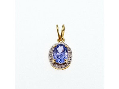 10K Yellow Gold Tanzanite & Diamonds Pendant