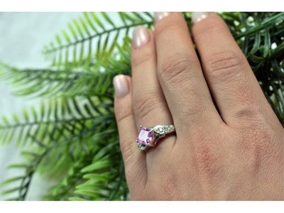 925 Sterling Silver Pink & White CZ Ring Size 6