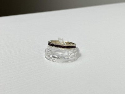 925 Sterling Silver Purple CZ Band Ring Size 8.5