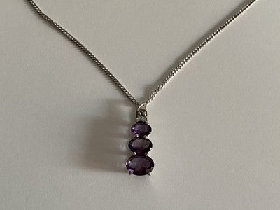 Chain With Pendant Purple CZ