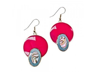 925 Sterling Silver Haliotis & Enamel Earrings