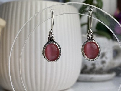 Vintage 925 Sterling Silver Agate Earrings