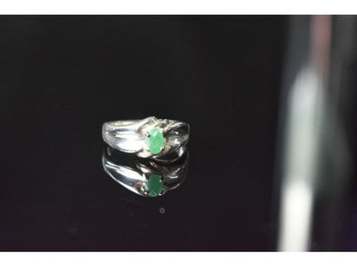 925 Sterling Silver Emerald Ring Size 9.5