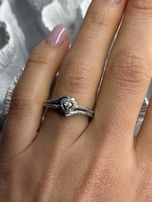 JWBR 925 Sterling Silver 0.04 ct Diamonds Heart Ring Size 6.5
