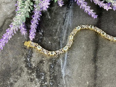925 Sterling Silver Gold Plated Blue Spinel Bracelet