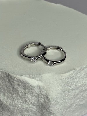 925 Sterling Silver Minimalist CZ Earrings Length 0.5 Inch