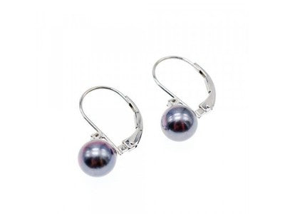 14K White Gold Pearls & Diamonds Earrings