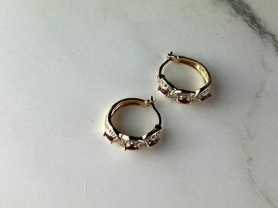 925 Sterling Silver Gold Plated Pink Topaz Earrings