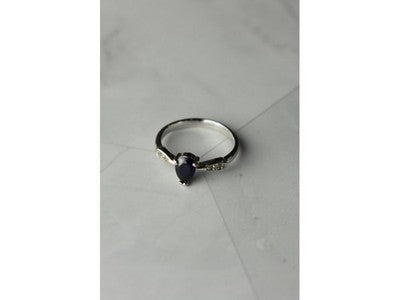 925 Sterling Silver Sapphire & White/Colorless Topaz Ring Size 7.5