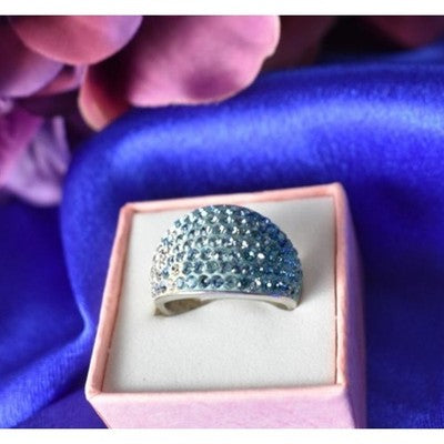925 Sterling Silver Blue & White CZ Ring Size 6.5