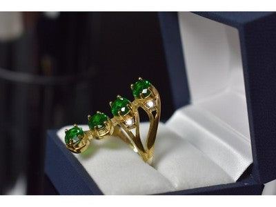 925 Sterling Silver Gold Plated Alpanite & CZ Ring Size 7
