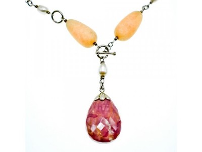 925 Sterling Silver Rose Quartz, Yellow Agate and Orange Carnelian Necklace