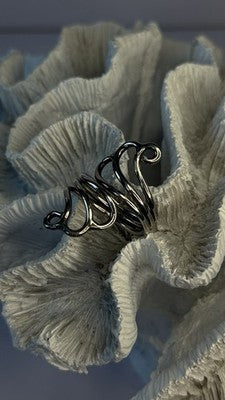 925 Sterling Silver Swirl Handcrafted Fork Ring Adjustable
