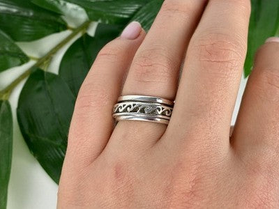 Vintage 925 Sterling Silver Spinner Band Ring Size 6.75