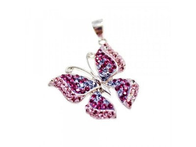 925 Sterling Silver Multicolor CZ "Butterfly" Pendant