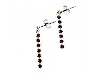 925 Sterling Silver Almandine Stud Earrings