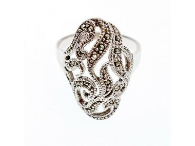 Vintage 925 Sterling Silver Marcasites Ring Size 10.25