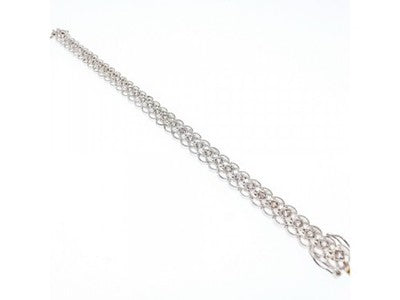 925 Sterling Silver White Topaz "Openwork" Bracelet Size 7 IN